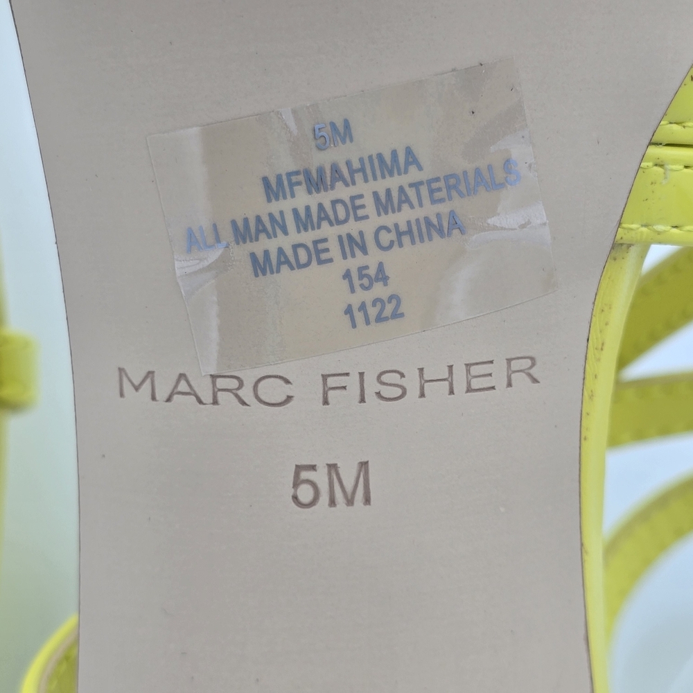Marc Fisher Mahima Strappy Heeled Sandals, Greenish/Yellow, Women's 5M - Picture 13 of 15